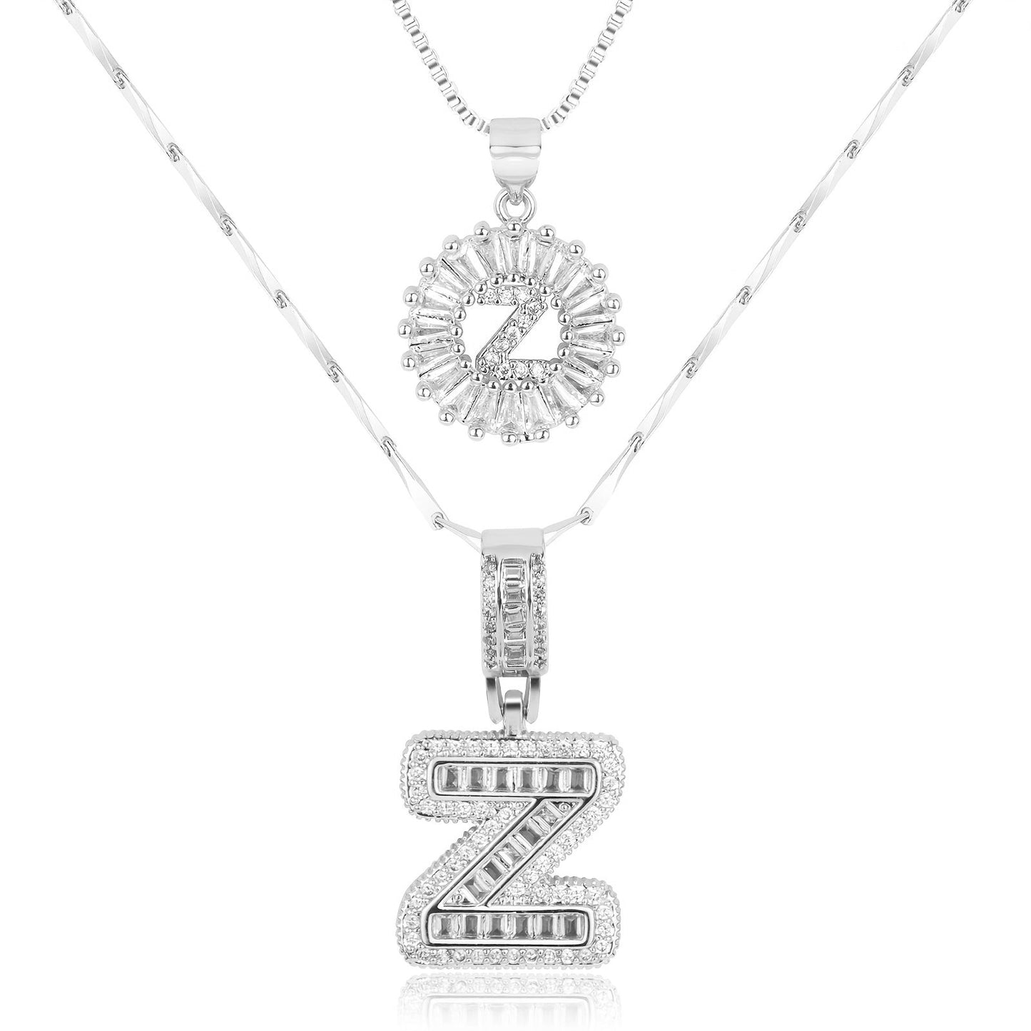 14k Diamond Initial Necklace Set - The Signature Duo