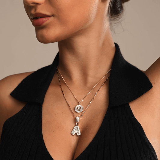 14k Diamond Initial Necklace Set - The Signature Duo